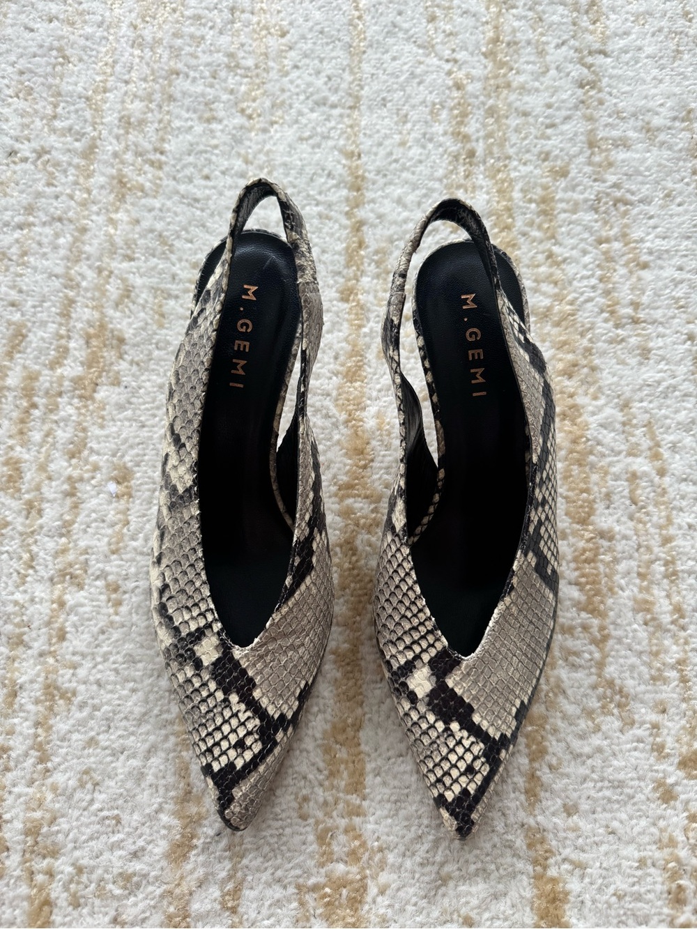 M.GEMI Made in Italy Snakeskin Print Slingback Heels – Size 38